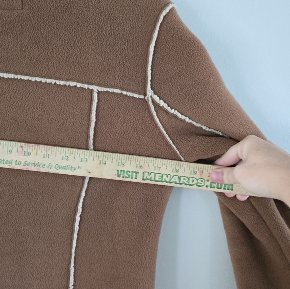 Old Navy Y2K Coat Tan Faux Suede Sherpa Shearling Lined Outdoor Jacket  M Vtg - Picture 9 of 13
